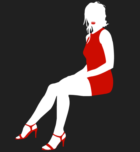 Disegno di Donna con Vestito e Scarpe Rosse